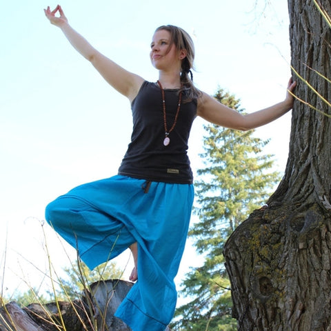 Sky Blue Length 1 Original Light Weight Dream Yoga Pants<br>Pictured here: Emilie Closs of <a href="http://www.yogaflowfitness.com" target="_blank">Yoga Flow and Fitness </a>Bradford, Ontario