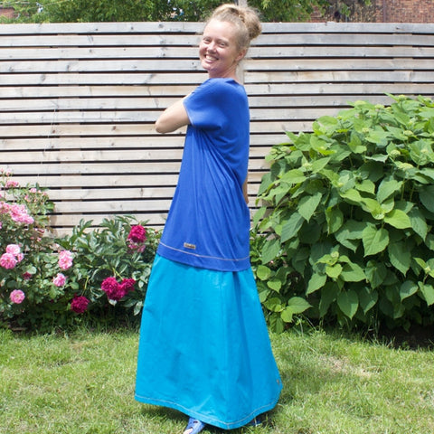 Cotton Long Skirts in Ocean<br><a href="/products/instant-elegance-relaxed-t-shirts-bamboo" target="_blank">Instant Elegance Relaxed Tees </a>in Royal Blue