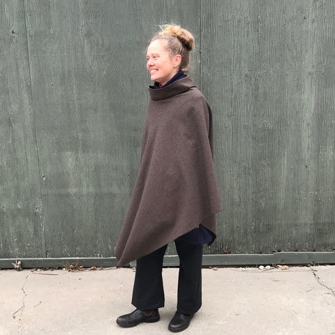 Woolen Cape - Houndstooth | Regular-Cut Woolen TROUSERS - Length 1 | Navy Sherpa Fleece Turtleneck Sweater Dress | Model is 5'5.5" or 166cm Woolen Cape - Houndstooth | Regular-Cut Woolen TROUSERS - Length 1 | Navy Sherpa Fleece Turtleneck Sweater Dress | Model is 5'5.5" or 166cm