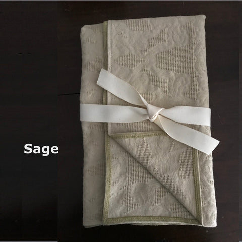 Light Weight Cotton Linen Antique Damask Oversized Hand or Tea Towels (Set of 2)