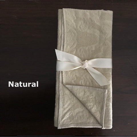 Light Weight Cotton Linen Antique Damask Tea Towels (Set of 4)
