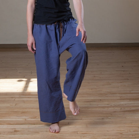 Steel Blue Hemp: No Pockets, Big Cuffs, usual Dark Brown Stitching Steel Blue Hemp: No Pockets, Big Cuffs, usual Dark Brown Stitching