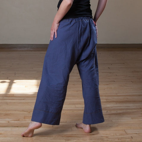 Steel Blue Hemp: No Pockets, Big Cuffs, usual Dark Brown Stitching Steel Blue Hemp: No Pockets, Big Cuffs, usual Dark Brown Stitching