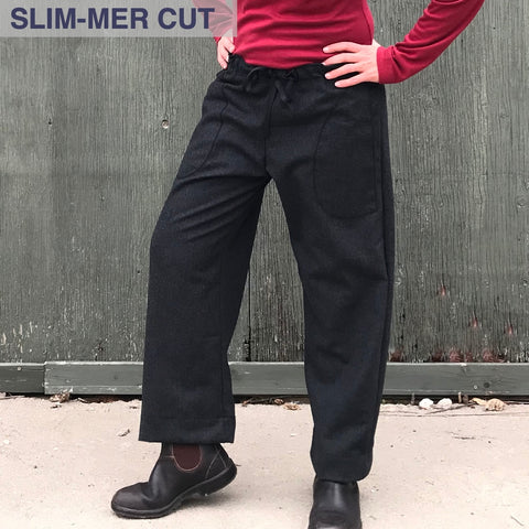Charcoal Woolen TROUSERS | SLIM-Cut, Length 1 | Model is 5'5.5" or 166cm