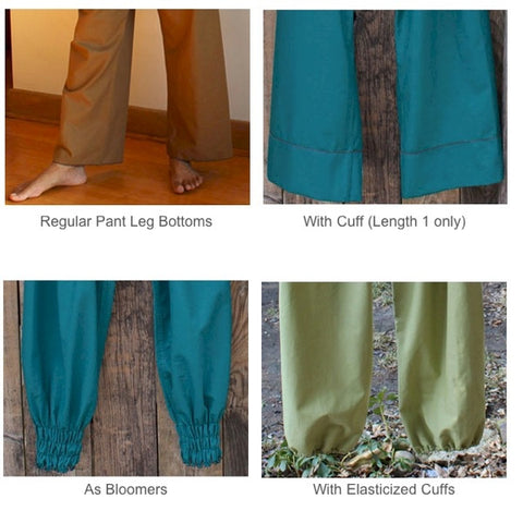 Bottom Pantleg Choices<br>Please note, "With Cuff" is available in Length 1 only. (they make lovely capris if you are over 5'6")