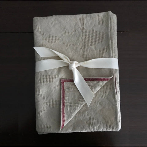 Light Weight Cotton Linen Antique Damask Bath Sheet