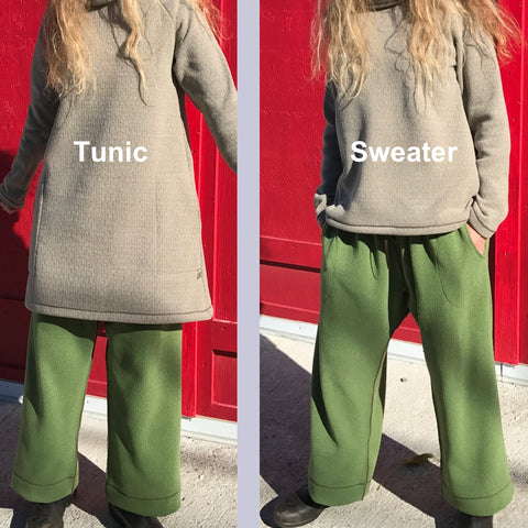 Length Comparison for the Sweaters - without pockets and Tunics - with pockets (Tunics available here on their own page)