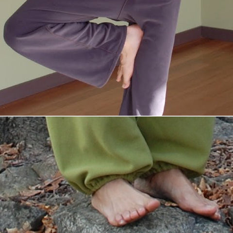 Dear Lil' Devas Warm..est! Pants Bottom Pantleg Choices. Top image shows "regular" bottom pantlegs, the image underneath it is "with elasticized cuff".